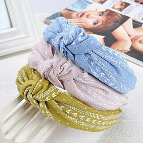 Headbands Women 6 Pack Cotton-Flax Fabric Knot Wide Fashion Workout main image 9